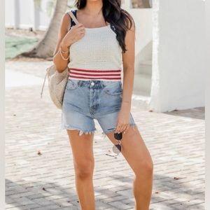 Pink Lily Cream Star Strap Sweater Tank Size M